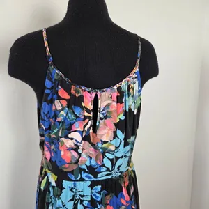 Lucy & Laurel Floral Maxi Dress Watercolor Sleeveless Vacation Braided XL thumbnail 6