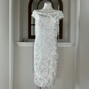 Eliza J. IVORY Off-the-Shoulder Dress Sequined Size 16, New w/Tag Retail $168 thumbnail 3