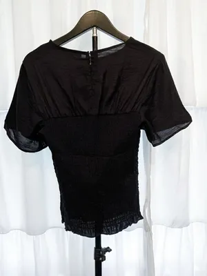 NWT Lulus Women’s Cultivated Aura Black Smocked Dolman Sleeve Top Blouse Size M thumbnail 9