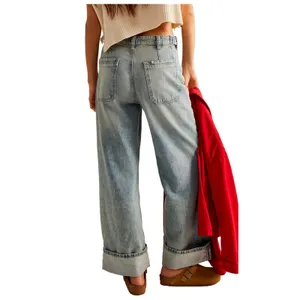 NEW Free People We the Free Palmer Cuffed Baggy Jeans Size 27 thumbnail 3