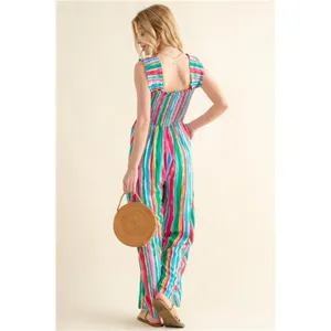 NWT‎ And The Why Full Size Striped Smocked Sleeveless Jumpsuit thumbnail 2