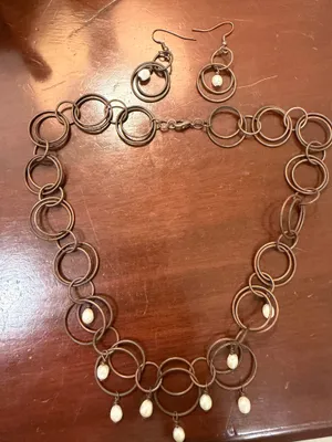 Earrings and Necklace Set Brown thumbnail 1
