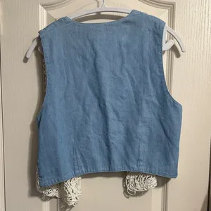 💙💖Ravel Retro‎ Sheer Soutache Crochet Western Blue Sleeveless Vest Cottage thumbnail 3
