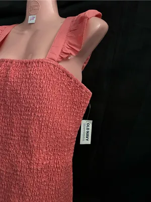 Old Navy Women’s Coral Smocked Tube Top with Ruffle Hem LG NWT thumbnail 3