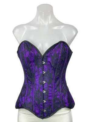 Top Drawer by Daisy Corsets Purple Black Strapless Floral Bustier Corset Top S thumbnail 1