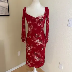 REFORMATION Red‎ Floral Mabille Midi Dress Size 2 thumbnail 3