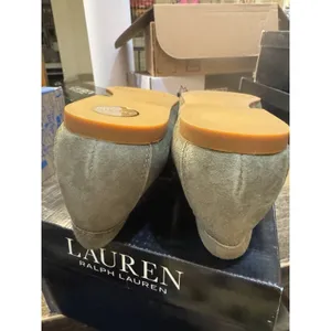 Lauren Ralph Lauren Averi Suede Slip On Loafers Size 5 Classic‎ Olive Monogram thumbnail 8