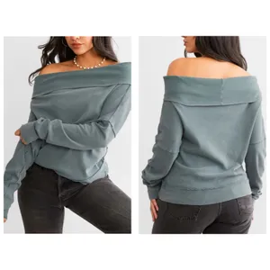Free People We The Free Not The Same Tee Medium NWT Long Sleeve Off Shoulder thumbnail 2