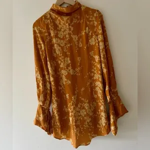 Free People‎ Dress Aries Floral High Neck Open Back Dress Gold Floral XS thumbnail 5