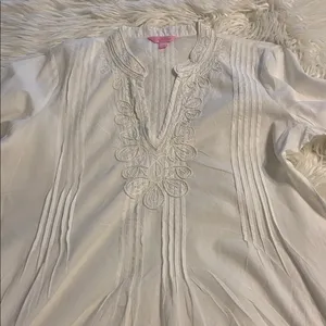 Lilly Pulitzer White Embroidered Tunic size L BNWOT length 31” bust 40” thumbnail 9