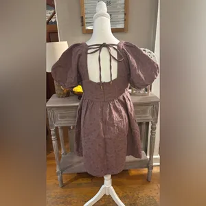 Madewell Floral Quilted Puff Sleeve Mini Dress Fig Size M thumbnail 7
