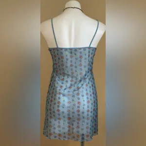 Peeping Tom Sheer Blue Floral & Butterfly Intimate Nightgown Elastic Straps Sz S thumbnail 5