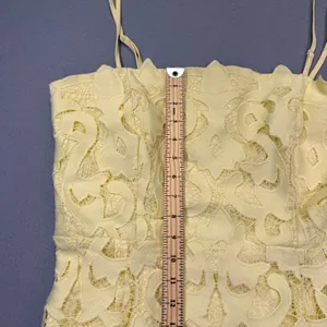 Bardot Yellow Guipure Lace Sheath Midi Dress 12 XL Square Neck Spaghetti Straps thumbnail 6