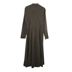 Alias 90s Vintage Tan and Black Houndstooth Long Sleeve Turtleneck Dress Medium thumbnail 4