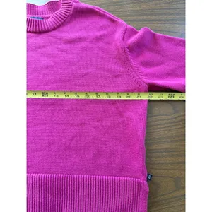 GAP Womens Fuchsia Pink Ribbed Hem Crewneck Sweater‎ Size Medium Side Slit Knit thumbnail 6