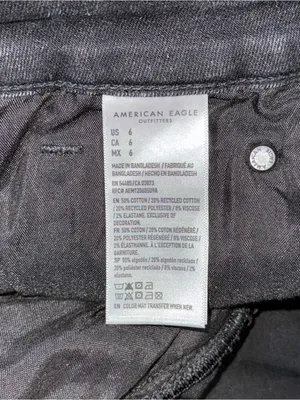 American Eagle High Rise Shortie Black Jean Shorts Stretch Distressed Womens 6 thumbnail 8