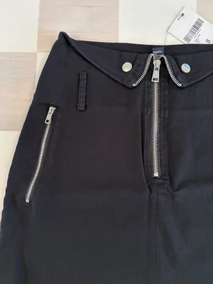 black silver zip front mini skirt grunge whimsigoth punk emo skater pencil witch thumbnail 2