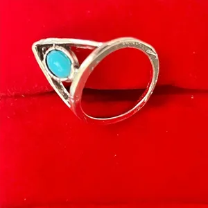 Triangle Turquoise Cabochon Boho Ring Size 6 Blue thumbnail 3