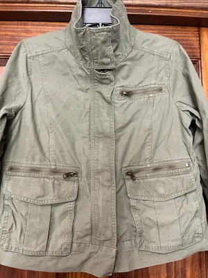 GAP Olive Utility Jacket with Zip Pockets - Women Small thumbnail 2