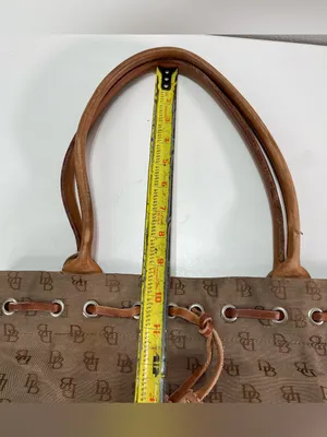 Y2K Dooney & Bourke Tote Bag Brown Monogram Canvas Leather Tassel Academia thumbnail 3