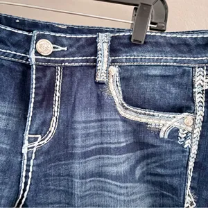 Grace in LA Bootcut Jeans Size 31 Dark Wash Embroidered Bling Western Y2K Boho thumbnail 4