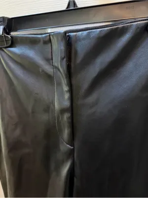 NWT Ann Taylor Petite Black Faux Leather Pants 8P thumbnail 2
