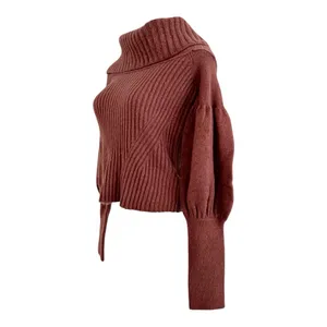 ANTHROPOLOGIE The Tessa Off The Shoulder Puff Sleeve Sweater Mauve NEW thumbnail 5