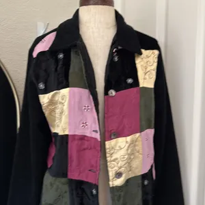 Vintage y2k Patchwork & satin whimsigoth velvet jacket thumbnail 6