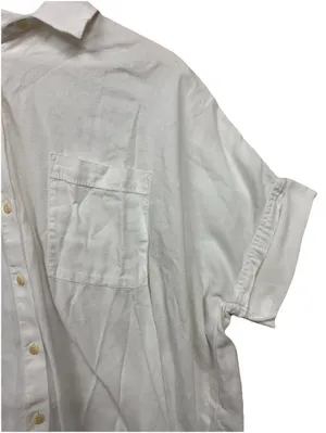 (RFB3) Madewell Women's White Button Up Short Sleeve Casual Pocket Top Size L thumbnail 5
