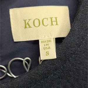 KOCH Navy Blue Gold Metallic Jacquard Sleeveless Shift‎ Mini Dress Size Small thumbnail 4
