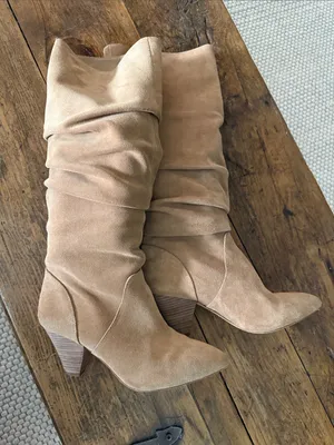 Antonio Melani Tan Suede Tall Slouch 2.75" Heel Boots Size 8 thumbnail 1