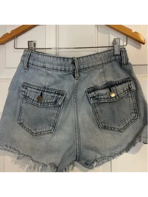 Altar’d State Y2K Light Wash Distressed Denim Shorts XS Frayed Hem Festival Core thumbnail 2