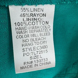 Umgee blouse women's large linen blend ruffle sleeve babydoll green boho beach thumbnail 6