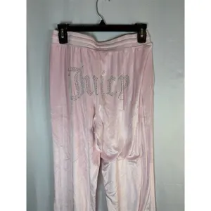 Juicy Couture Pajama Pants Womens S Pink Velour Rhinestone Logo Y2K thumbnail 4