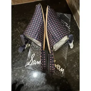 Sam‎ Edelman Theodora Flats in a navy blue and pink geometric print Size 9.5! thumbnail 6