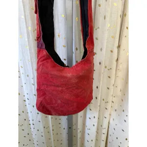 100% Cotton Mineral Wash Dye Geometric Embroidered Patchwork Crossbody Bag thumbnail 5