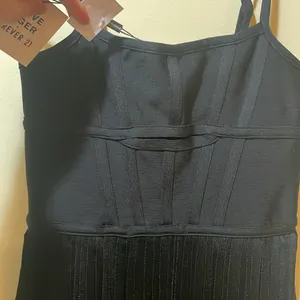 Women’s New Herve Leger x Forever 21 Transparent Black Bustier Fringe Bustier Ba thumbnail 8