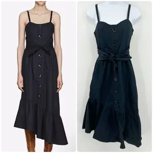 Derek Lam 10 Crosby Womens‎ Nautical Vacation Poplin Cotton Midi Dress Navy Blue thumbnail 2