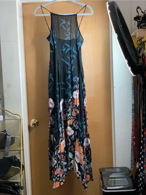 Free People Black Floral Maxi Dress Size-X-Small Boho Floral thumbnail 3