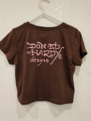 Ed Hardy Tiger cropped t-shirt Brown Size L thumbnail 2