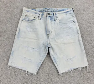 American Eagle Womens Shorts 31" Blue Denim Acid Wash Distressed Cut Off Bermuda thumbnail 1