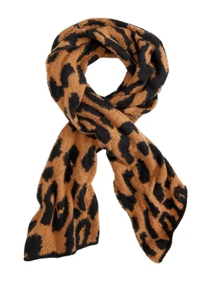 NWT Inc International Concepts Cut Scarf Fuzzy Cozy Warm Leopard Print Brown thumbnail 1