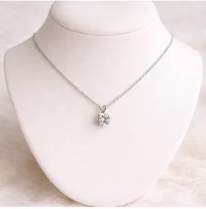 White sapphire solitaire necklace sterling silver thumbnail 3