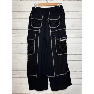 POL Black Lace Mixed Media Utility 2 Piece Matching Set Jacket Pants Small thumbnail 8