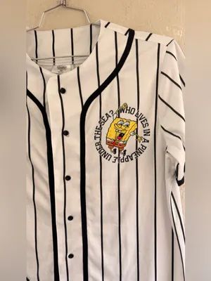 SpongeBob Mens Baseball Shirt Button Up Short Sleeve Graphic Tee Retro Size M thumbnail 5