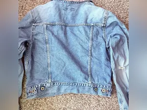 REPLAY Made in Italy Women’s XL Classic Denim Vintage Embellished Cropped Jacket thumbnail 5
