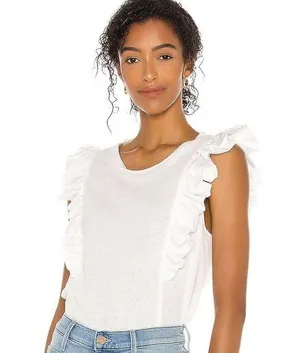Bcbgmaxazria Sleeveless Ruffle Knit Top Size L WHITE NEW thumbnail 1