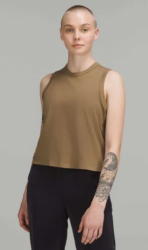 Lululemon Classic-Fit Cotton-Blend Tank Top Artifact yoga Pilates gym activewear thumbnail 1