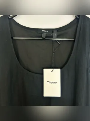 NWT Theory Black Sleevelss Cotton Tiered Boho Maxi Dress Size Small Petite thumbnail 2