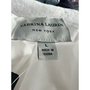 Sabrina Lauren Women's Large Faux Fur Toggle Coat Luxe Look White W/‎ Black Trim thumbnail 5